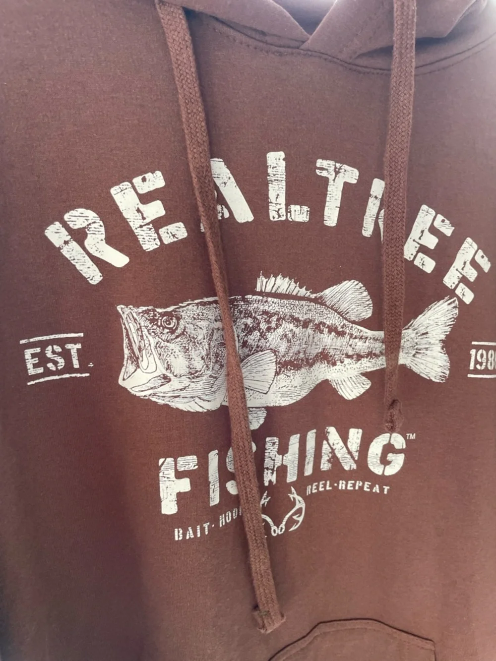 NEW Realtree Fishing Brown Hooded Pullover Sweatshirt - Picture 3 of 5